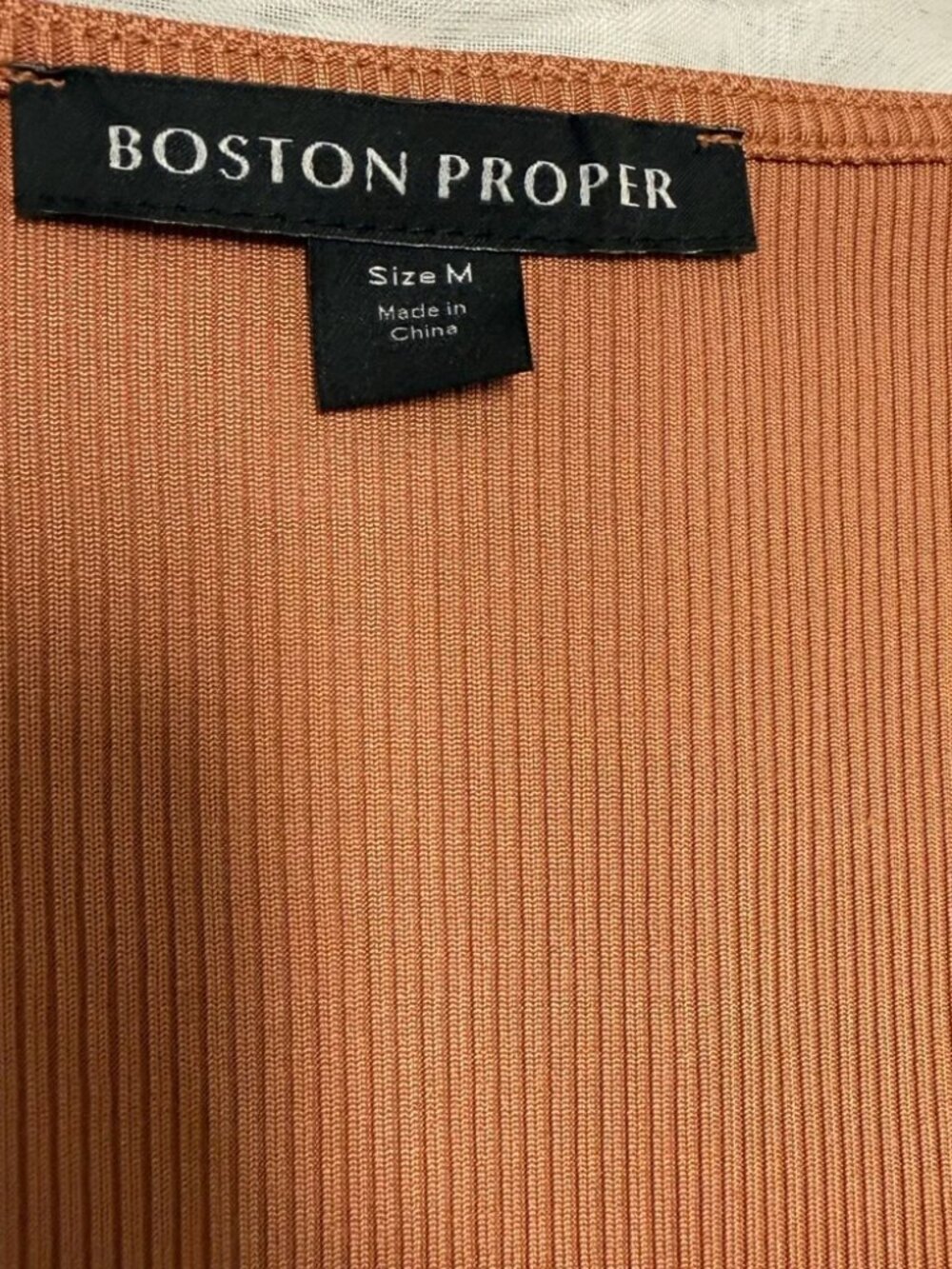 Boston Proper Terracotta Ribbed Bust Top Fall Color Basic Everyday Stretch Earth - Picture 3 of 6